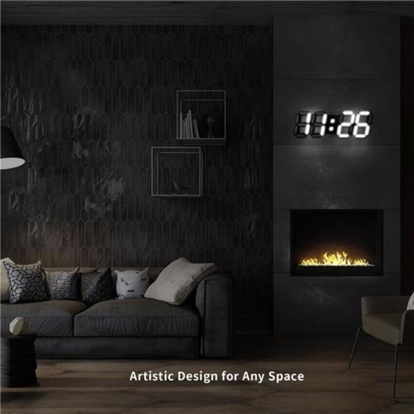 LED Digital Clock 3D Modern Clocks Wall/Desk 9.7'' Large Display Remote Alarm - Picture 6 of 6